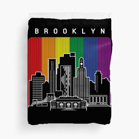Brooklyn New York Skyline Rainbow Flag Duvet Covers