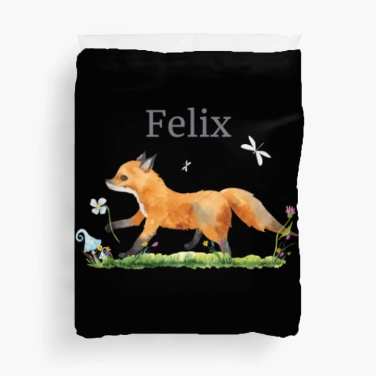 Forest Animal Deer Rabbit Hedgehog Flowers Name Duvet Covers