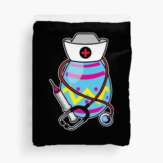Funny Easter Egg Nurse Stethoscope Syringe RN Duvet Covers