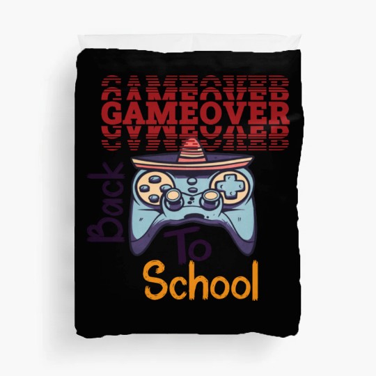 game over back to school funny design Duvet Covers