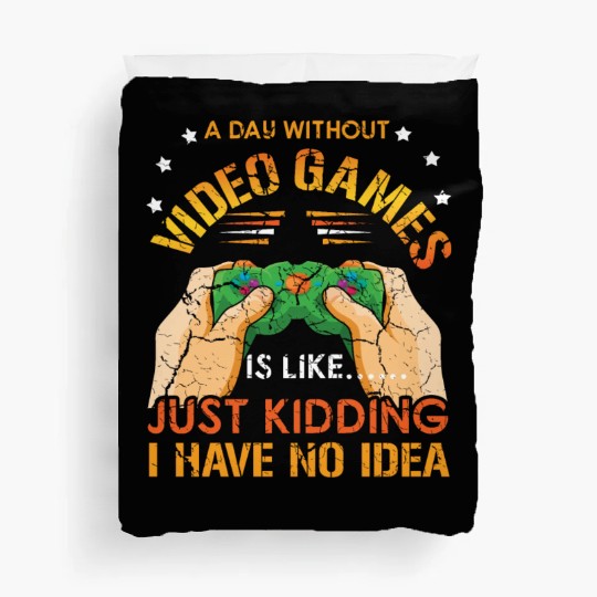 Retro Video Game Lover Gamer A Day Without Gaming Duvet Covers