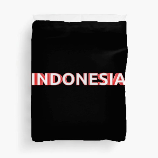 text indonesia red and white color bold style 3d Duvet Covers