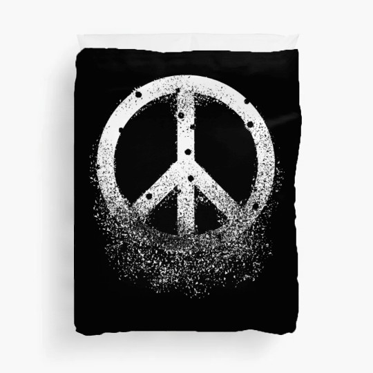 White Peace Sign Bullet Holes Disintegrates Duvet Covers