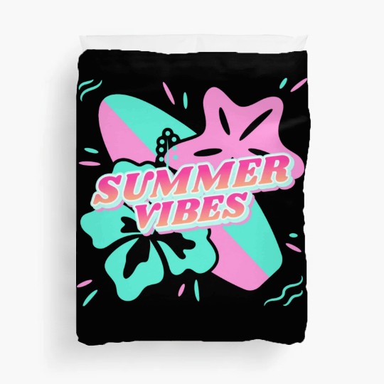 Summer Vibes - Beach, surf, hibiscus and starfish Duvet Covers
