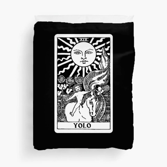 You Only Live Once Sun Tarot Card Parody Duvet Covers