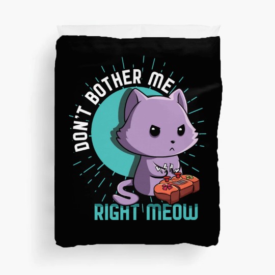 Meow Kawaii Cat Playing Video Game Lover Gaming Duvet Covers