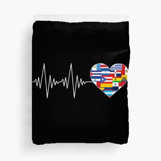 Hearts Beat Spanish Flags Hispanic Heritage Month Duvet Covers