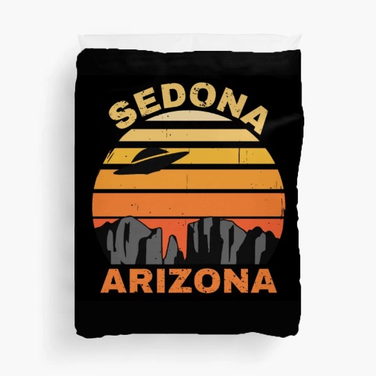 Sedona Arizonna Retro Sunset and UFO Duvet Covers