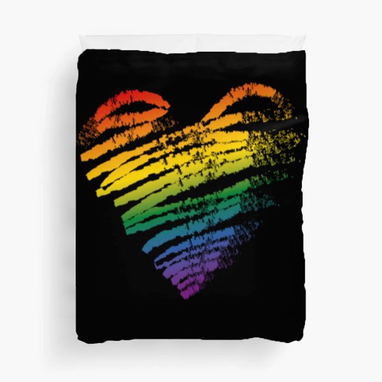 LGBT Gay Lesbian Pride Month Heart Flag Duvet Covers