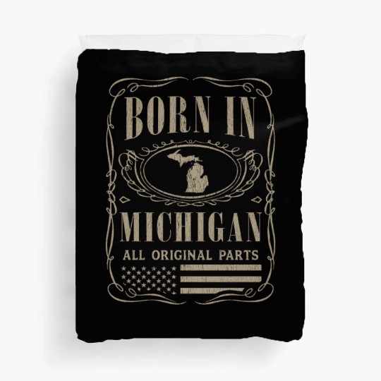 Vintage America US States Born Michigan Duvet Covers