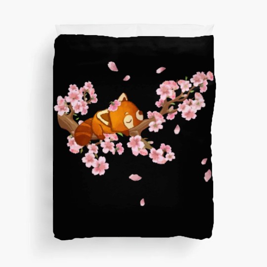 Cute Japanese Art Cherry Blossom Kawaii Red Panda Duvet Covers