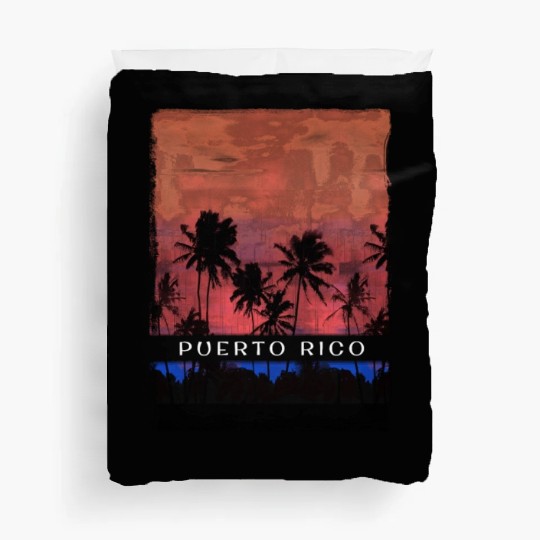 Puerto Rico Caribbean Vacation Souvenir Palm Tree Duvet Covers