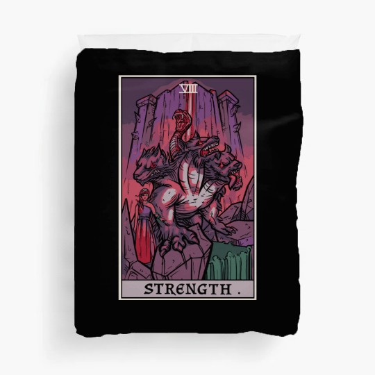 Strength Tarot Card Halloween Cerberus Greek Mytho Duvet Covers