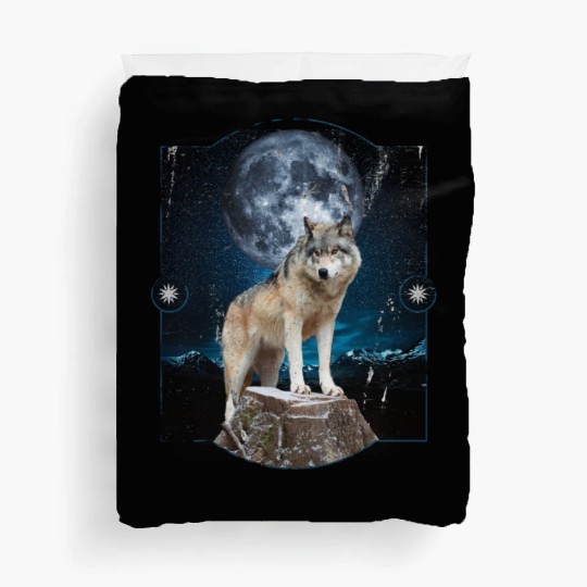 Wolf Moon Forest Wolves Nature Nature Liever Full Duvet Covers