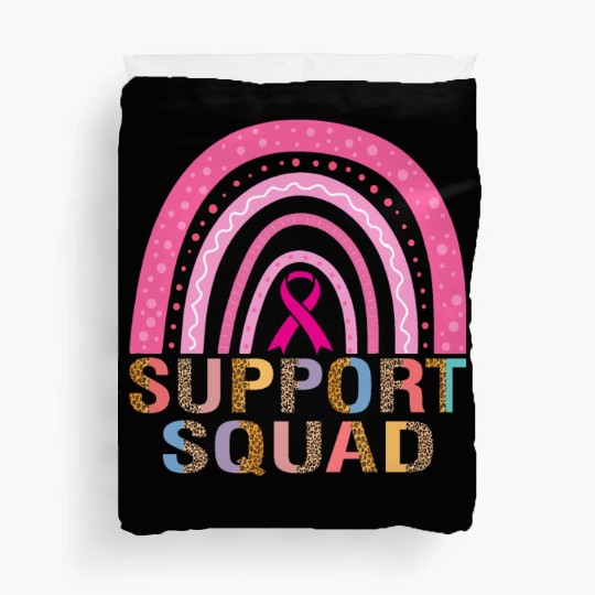 Support Squad Leopard Pink Warrior Breast Cancer Duvet Covers