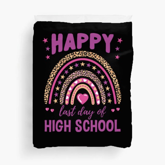 Happy Last Day Of High School Leopard Rainbow Duvet Covers