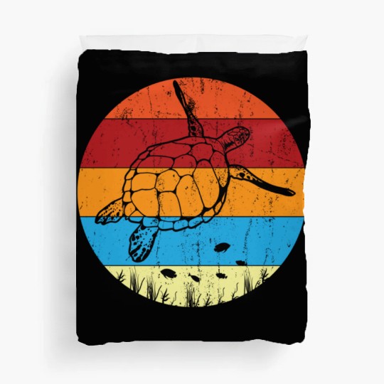 Retro Sea Turtle For Turtle Lover Duvet Covers