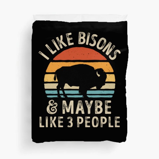 I Like Bisons and Maybe 3 People Retro Sunset Vint Duvet Covers