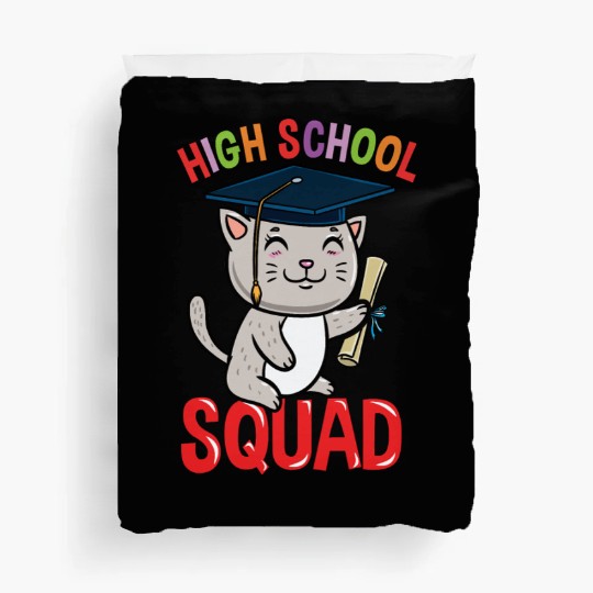 High School Squad Cat Back To School Duvet Covers