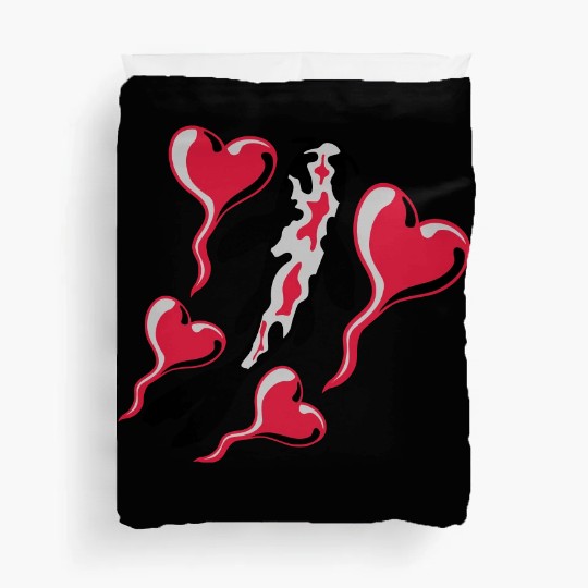 hearts koi fish nishikigoi Duvet Covers