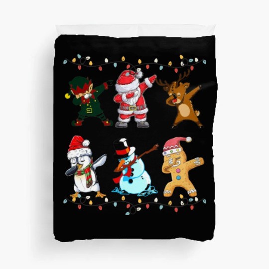 Funny Cute Dabbing Santa Elf Friends Christmas Mem Duvet Covers