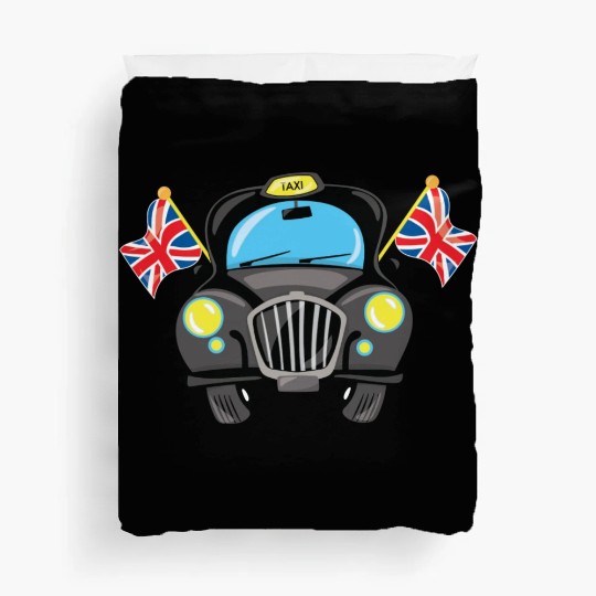 Taxi Hackney the black cab in London Duvet Covers