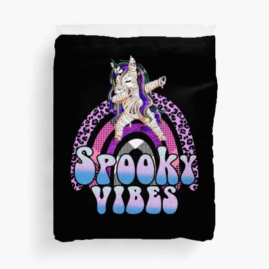 Spooky Vibes Halloween Unicorn Rainbow Girls Duvet Covers