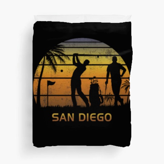 Retro San Diego Golf Golfing Fan Golfer Gift Duvet Covers
