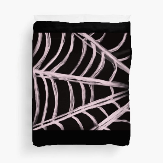 Pastel Pink Spider Web Retro Illustration Duvet Covers
