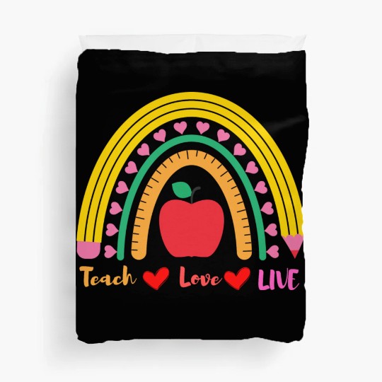 love teach - teacher children school Duvet Covers
