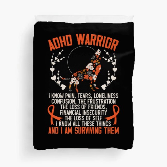ADHD Warrior Embrace Neurodiversity ADHD Awareness Duvet Covers