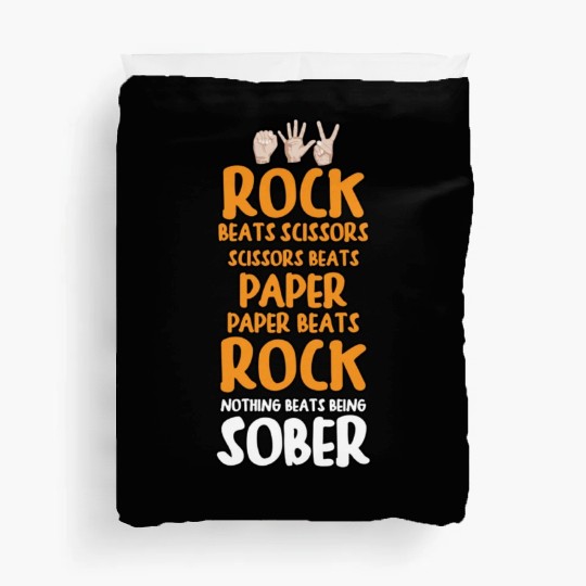 Sobriety Gift for Men or Women Rock Paper Scissors Duvet Covers