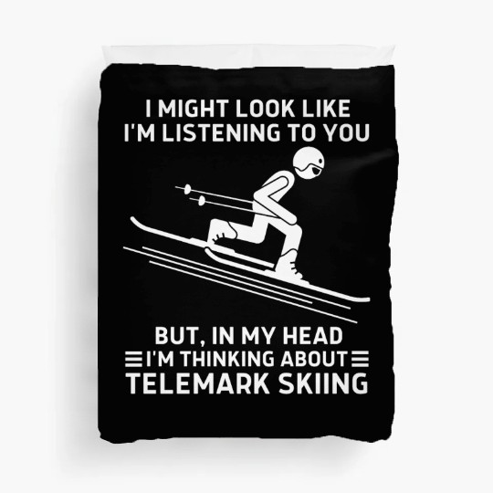 In My Head Telemark Skiing Duvet Covers