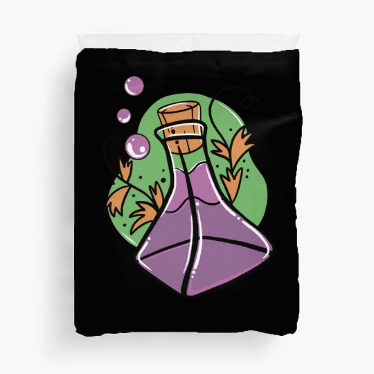 A glass of purple poison with Fall leaves Duvet Covers