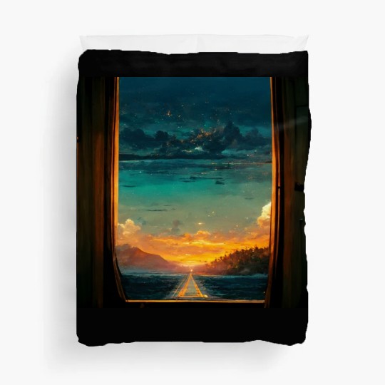 Paradise island painting Duvet Covers