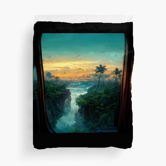 Paradise island painting Duvet Covers