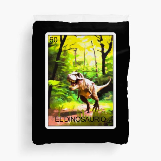 El Dinosaurio Dinosaur Card Mexican Lottery Card Duvet Covers