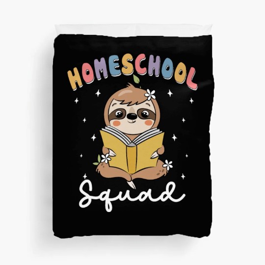 Homeschool Sloth Funny First Day Of School Duvet Covers