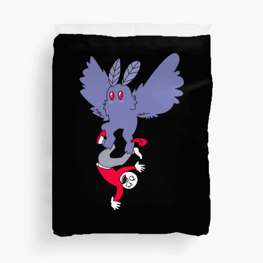 Mothman Abducting Human Goth Cryptid Funny Mothman Duvet Covers