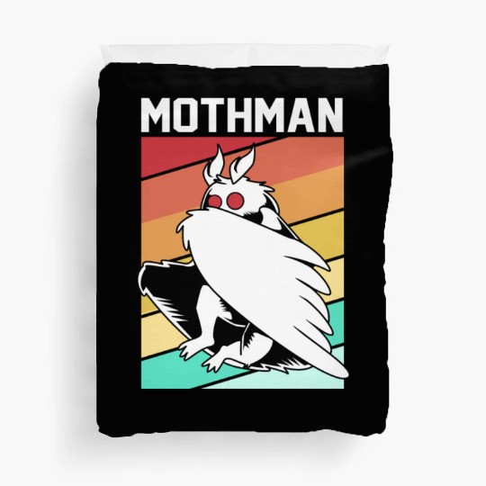 Retro Mothman Cryptid 80s Vintage Mothman Duvet Covers