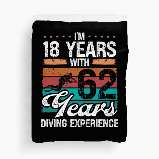 80 Birthday Idea Scuba Diving 80 Year Old Diver Duvet Covers