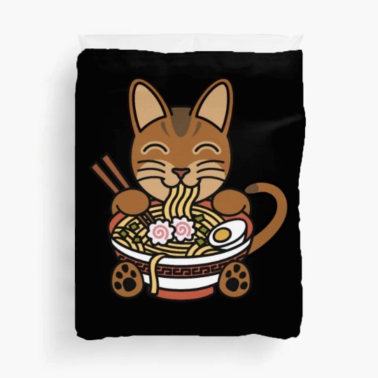 Abyssinian Cat Ramen Noodles Duvet Covers