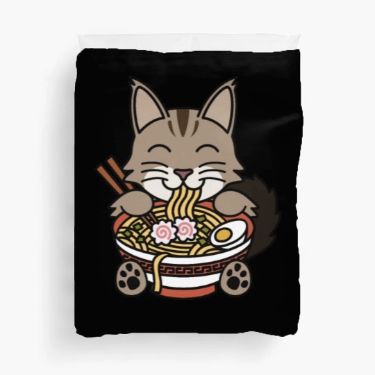 Maine Cat Ramen Noodles Duvet Covers