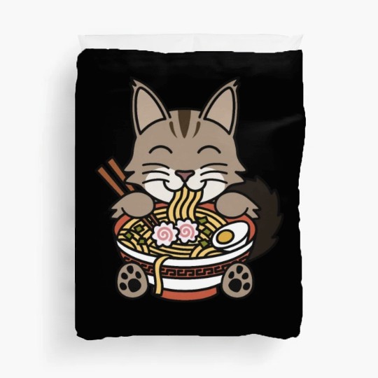 Maine Cat Ramen Noodles Duvet Covers