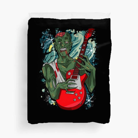 Zombie Playing Guitar Scary Halloween Guitarist Mu Duvet Covers