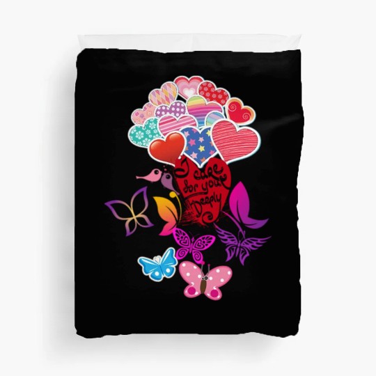 Beautiful Hearts and Butterflies Duvet Covers
