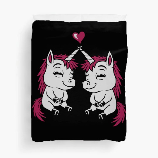 Best unicorn girlfriend love Duvet Covers