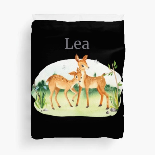 Forest Animal Deer Flowers Name Lea Duvet Covers