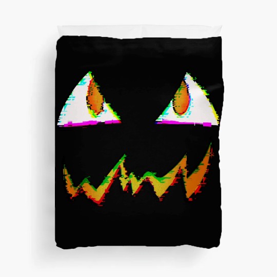 Jack O Lantern Face Glitch Duvet Covers