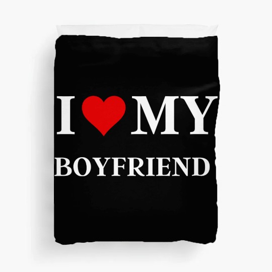 I Love My Boyfriend Black Duvet Covers